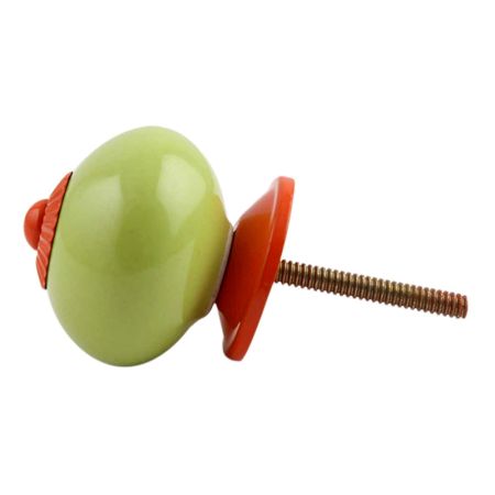 Lime Round Orange Fitting Ceramic Knob